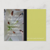 リリー結婚式招待状と聖なる書物、 経典 インビテーションポストカード (裏面)