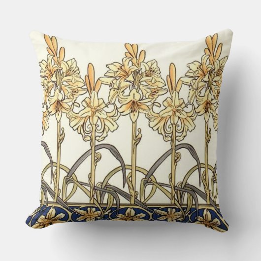 リリー縁どバイアルフォンスミュシャ クッション (正面)