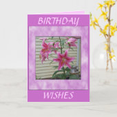 リリー誕生日の願い カード (黄色い花)