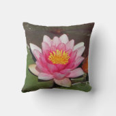 リリー鮮やかパッド写真を使用したピンクの睡蓮 クッション (裏面)
