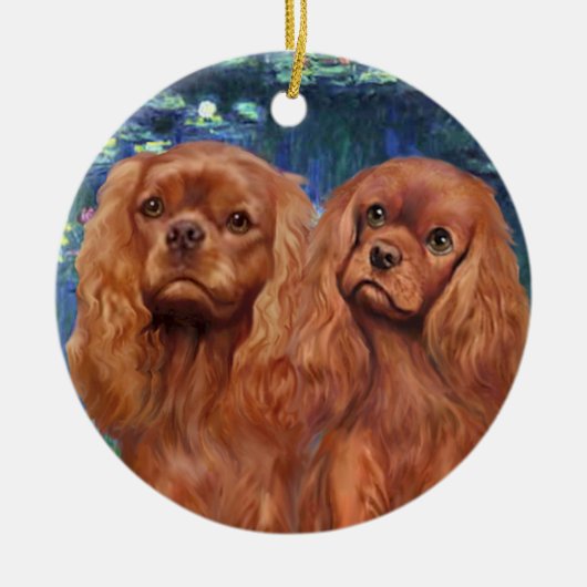 リリー5 – ルビーキャバリエ2名 セラミックオーナメント (正面)