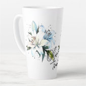 リリー「ありがとう!」 編集可能なスローガンと名前 カフェラテマグ (左アングル)