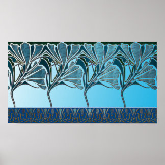 リリー、アールヌーボーフローラ：ギリシャ海 ポスター