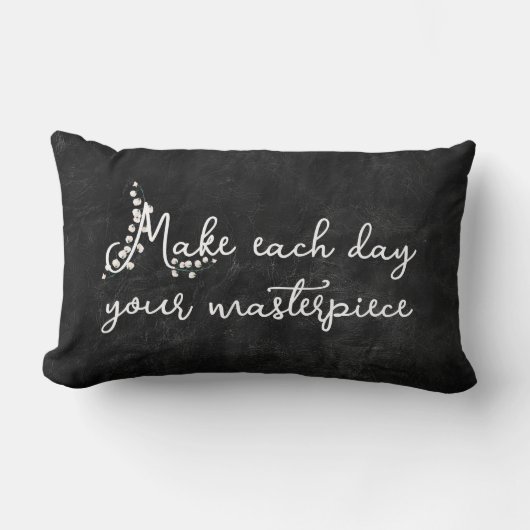 リリー・オブ・ザ・バレーと引用文 ランバークッション (正面)