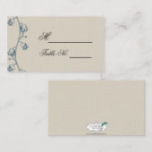 リリー・オブ・ザ・バレー・オン・ベージュ色・ライン結婚ズ・座席表 プレイスカード (正面/裏面)