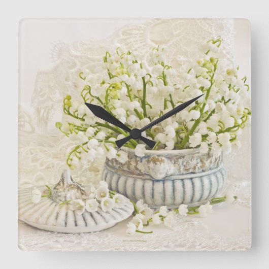 リリー・オブ・ザ・バレー スクエア壁時計 (正面)