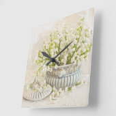 リリー・オブ・ザ・バレー スクエア壁時計 (傾斜)