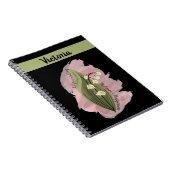 リリー・オブ・ザ・バレー・ハピネス・パーソナライズされたブラック ノートブック (右側)