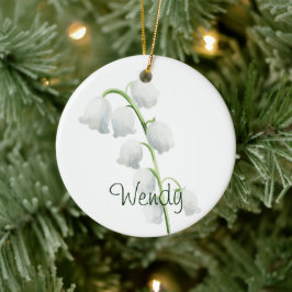 リリー・オブ・ザ・バレー 5月 誕生花 水彩 セラミックオーナメント