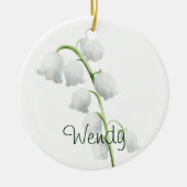 リリー・オブ・ザ・バレー 5月 誕生花 水彩 セラミックオーナメント (正面)