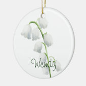 リリー・オブ・ザ・バレー 5月 誕生花 水彩 セラミックオーナメント (左)
