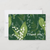 リリー・オブ・ザ・ヴァレーとフェルンのパターン || ダークグリーンカスタム ノートカード (正面)