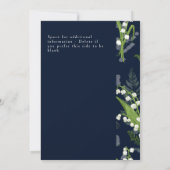 リリー・オブ・バレーダークブルー無地のとフローラエッジ 招待状 (裏面)