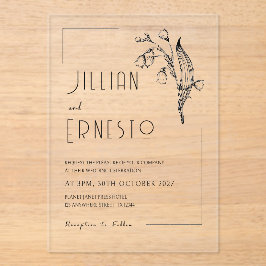 リリー・オブ・バレー || カラー除去可能なフレームなしカスタム アクリル招待状