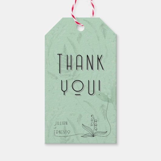 リリー・オブ・バレー || グラフィックス付きソフトグリーン ギフトタグ (正面)