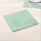 リリー・オブ・バレー || ソフトグリーンカスタム スクエアペーパーコースター (アングル)
