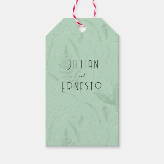 リリー・オブ・バレー || ソフトグリーン大きなセンター名 ギフトタグ (正面)