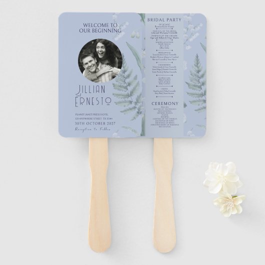 リリー・オブ・バレー || フォトプログラム付きライトブルー ハンドファン (正面&裏面)