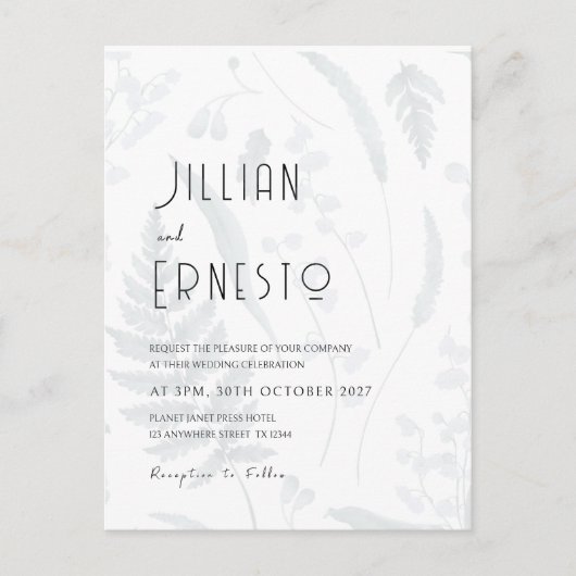 リリー・オブ・バレー || 影の植物体の前後 ポストカード (正面)