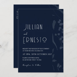 リリー・オブ・バレー || 最も暗い青無地の色のエッジ 招待状