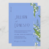 リリー・オブ・バレー || 淡青(エッ無地のジ) 招待状 (正面/裏面)