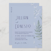 リリー・オブ・バレー || 薄青(エッ無地のジ付) 招待状 (正面/裏面)
