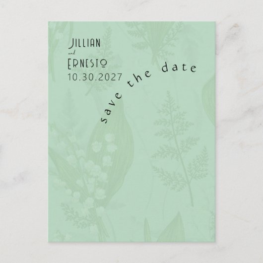 リリー・オブ・バレー || Sage Green日付の保存 ポストカード (正面)
