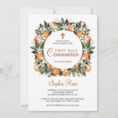 リリー&オレンジフローラファーストホーリーコミュニオン 招待状 (正面)