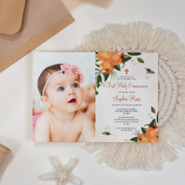 リリー&オレンジフローラ写真第1聖餐式 招待状