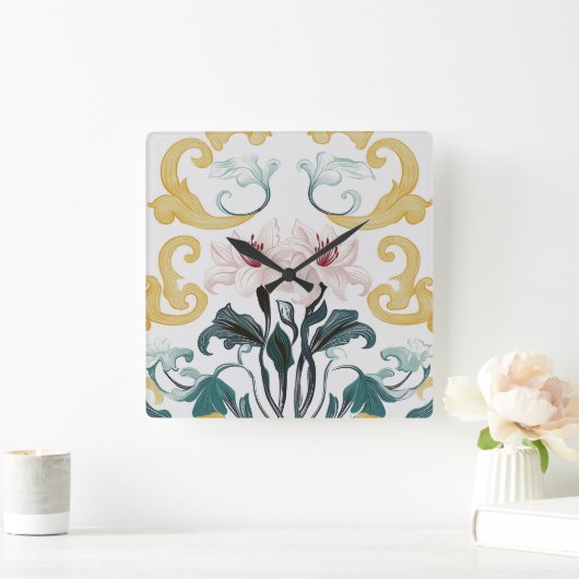 リリー&グレース スクエア壁時計 (ホーム)