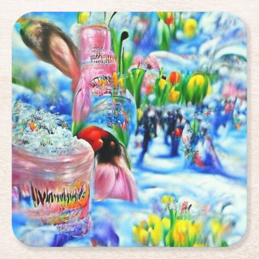 リリー スクエアペーパーコースター (正面)