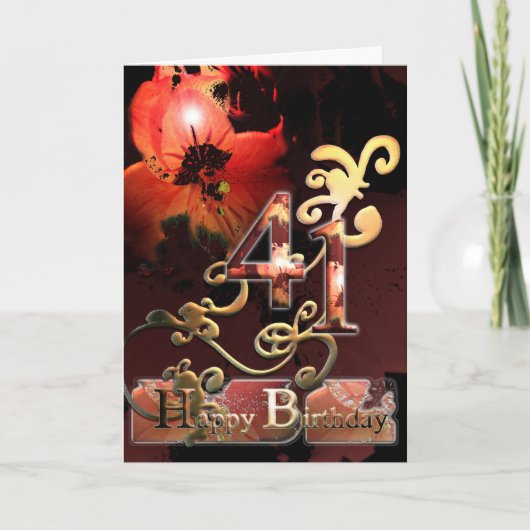 リリー・ドリームフラワー ハッピー 41 誕生日 オルネート カード (正面)