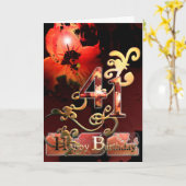 リリー・ドリームフラワー ハッピー 41 誕生日 オルネート カード (黄色い花)