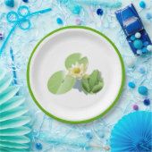 リリー・パッドに座る小さな緑のカエル ペーパープレート (パーティー)