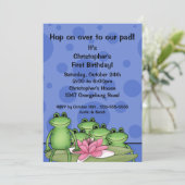 リリー・パッドの可愛いカエル1歳の誕生日 招待状 (スタンド正面)