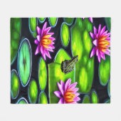 リリー・パッドの小さなカエル フリースブランケット (正面(横))