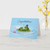 リリー・パッドの新しいカエル カード (黄色い花)