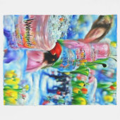 リリー フリースブランケット (正面(横))