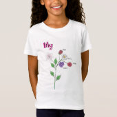 リリー 名前 女子 フラワーTシャツ Tシャツ (正面)
