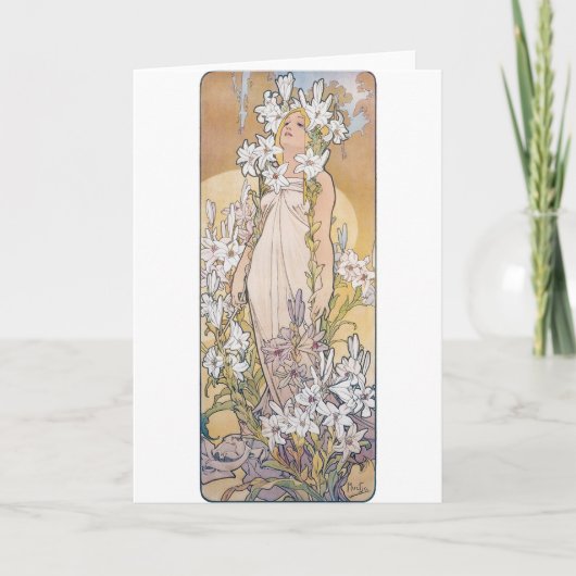 リリー(四つの花)、アルフォンスミュシャ カード (正面)