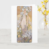 リリー(四つの花)、アルフォンスミュシャ カード (黄色い花)