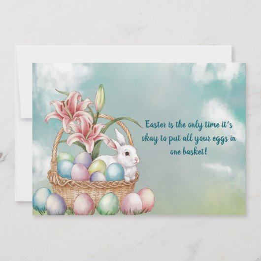 リリー・水彩＆パステルイースター卵とウサギのバスケット 招待状 (正面)