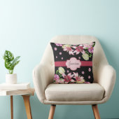 リリー&牡丹フローラブラック クッション (椅子)