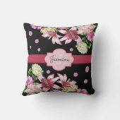 リリー&牡丹フローラブラック クッション (裏面)