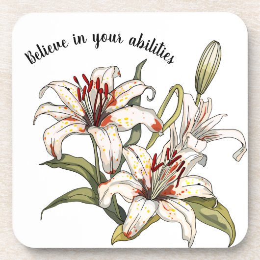 リリー。自分を信じて。信じ能力で コースター (正面)