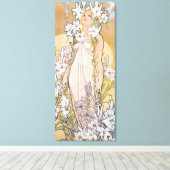 リリー（4つの花）、アルフォンスミュシャ キャンバスプリント (インサイチュ (ウッドフロア))