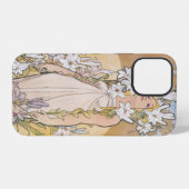 リリー(4つの花)、アルフォンスミュシャ iPhoneケース (裏面横)