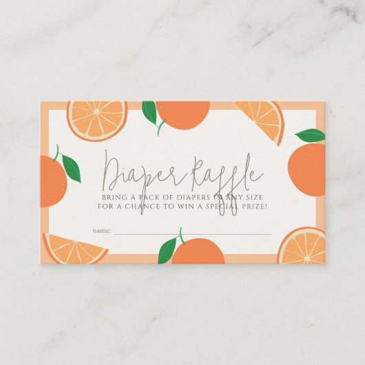 リルかわいこちゃんオレンジベイビーシャワーオムツラッフルチケット エンクロージャーカード (正面)