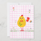 リル'シックイースターチキンファームピンクガール誕生日 招待状 (裏面)
