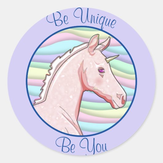 リルパロミノユニコーン誕生日(パステルウェーブ) ラウンドシール (正面)